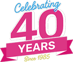 Metro Repro celebrating 40 years since 1985 badge
