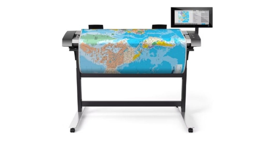 Using large format types of scanner to scan the global map.